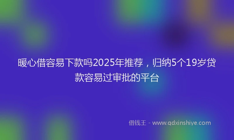 暖心借容易下款吗2025年推荐，归纳5个19岁贷款容易过审批的平台