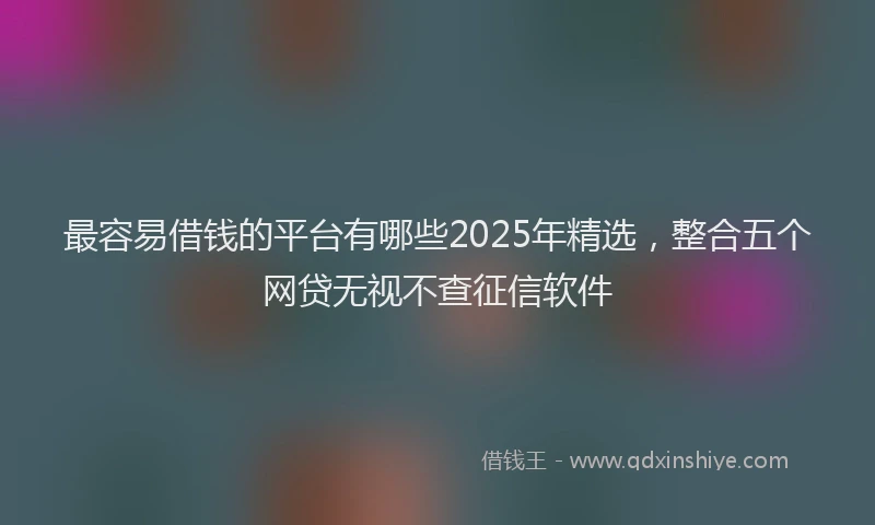 最容易借钱的平台有哪些2025年精选，整合五个网贷无视不查征信软件