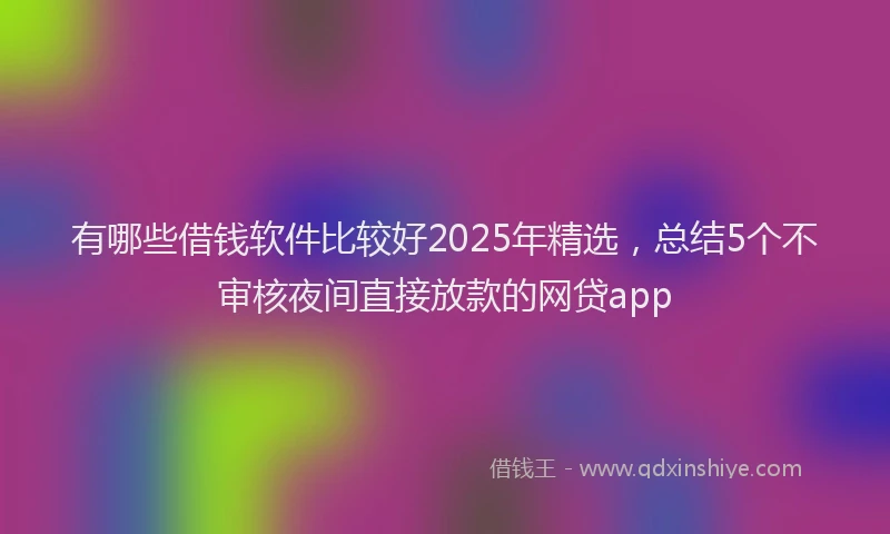 有哪些借钱软件比较好2025年精选，总结5个不审核夜间直接放款的网贷app