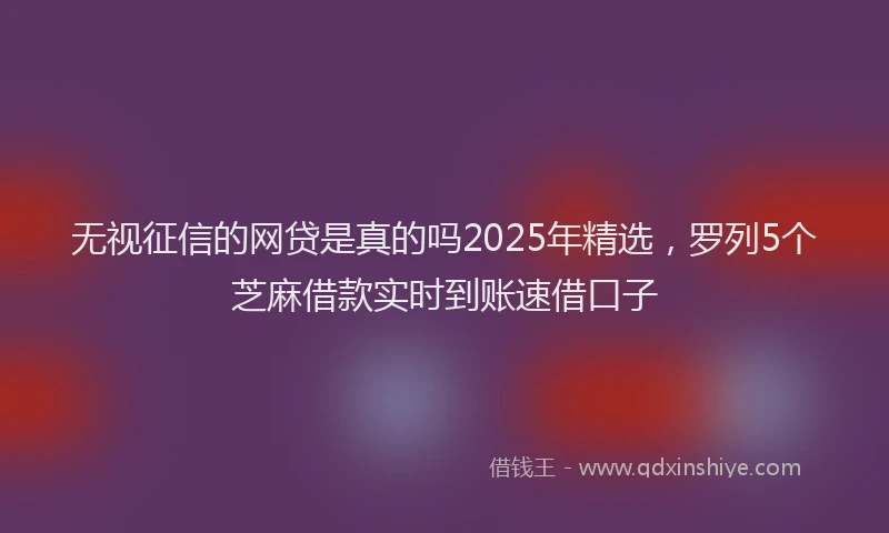无视征信的网贷是真的吗2025年精选，罗列5个芝麻借款实时到账速借口子