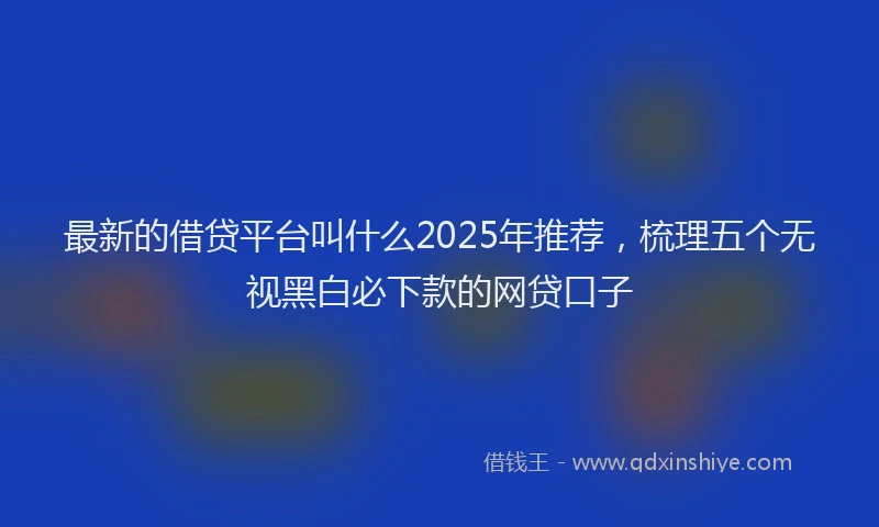 最新的借贷平台叫什么2025年推荐，梳理五个无视黑白必下款的网贷口子
