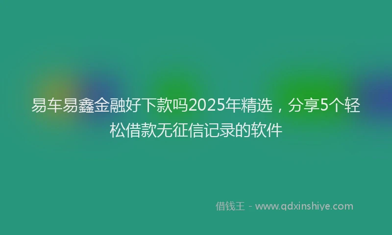 易车易鑫金融好下款吗2025年精选，分享5个轻松借款无征信记录的软件