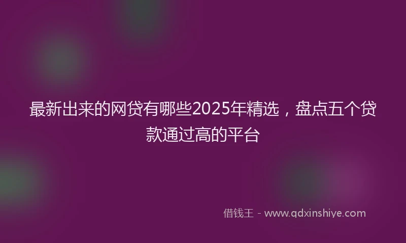 最新出来的网贷有哪些2025年精选，盘点五个贷款通过高的平台