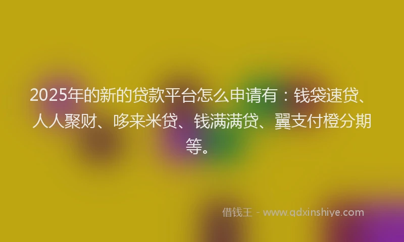 2025年的新的贷款平台怎么申请有：钱袋速贷、人人聚财、哆来米贷、钱满满贷、翼支付橙分期等。