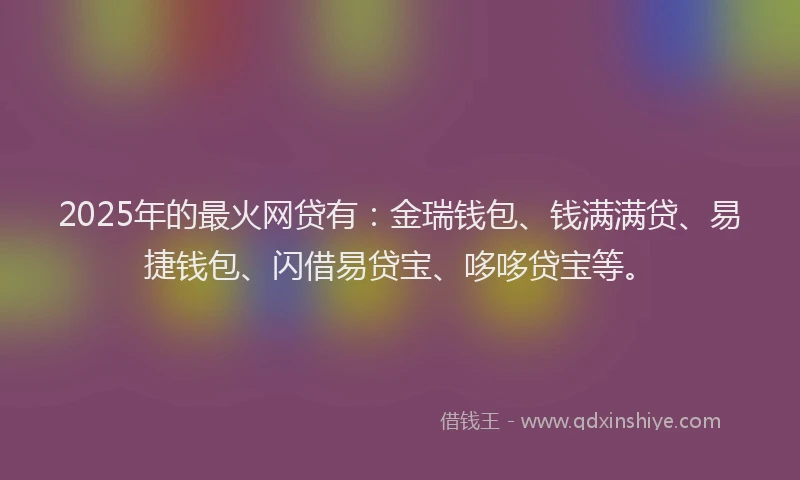 2025年的最火网贷有：金瑞钱包、钱满满贷、易捷钱包、闪借易贷宝、哆哆贷宝等。