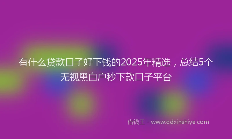 有什么贷款口子好下钱的2025年精选，总结5个无视黑白户秒下款口子平台
