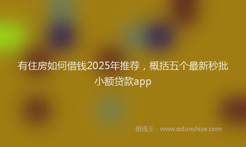 有住房如何借钱2025年推荐，概括五个最新秒批小额贷款app
