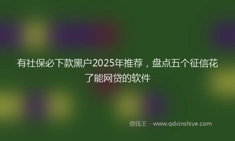 有社保必下款黑户2025年推荐，盘点五个征信花了能网贷的软件