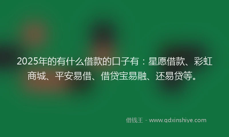 2025年的有什么借款的口子有：星愿借款、彩虹商城、平安易借、借贷宝易融、还易贷等。