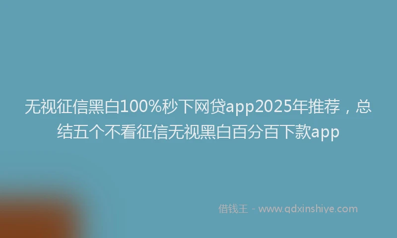 无视征信黑白100%秒下网贷app2025年推荐，总结五个不看征信无视黑白百分百下款app