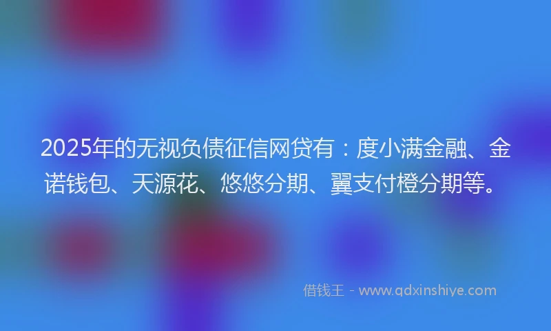2025年的无视负债征信网贷有：度小满金融、金诺钱包、天源花、悠悠分期、翼支付橙分期等。