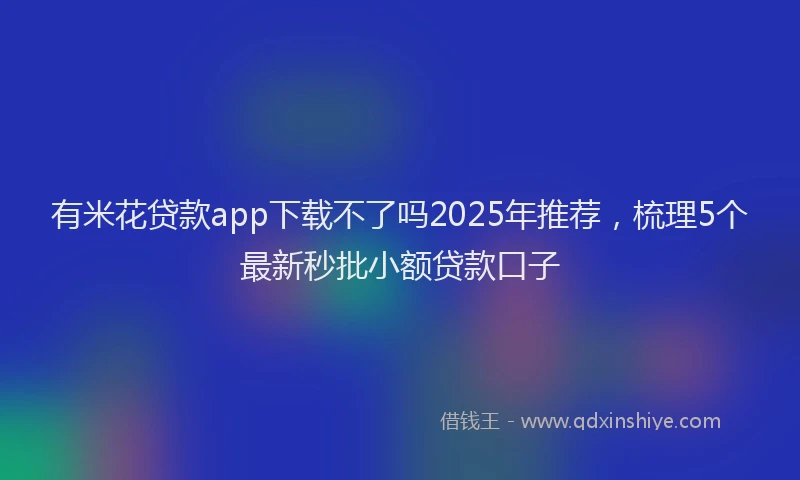 有米花贷款app下载不了吗2025年推荐，梳理5个最新秒批小额贷款口子