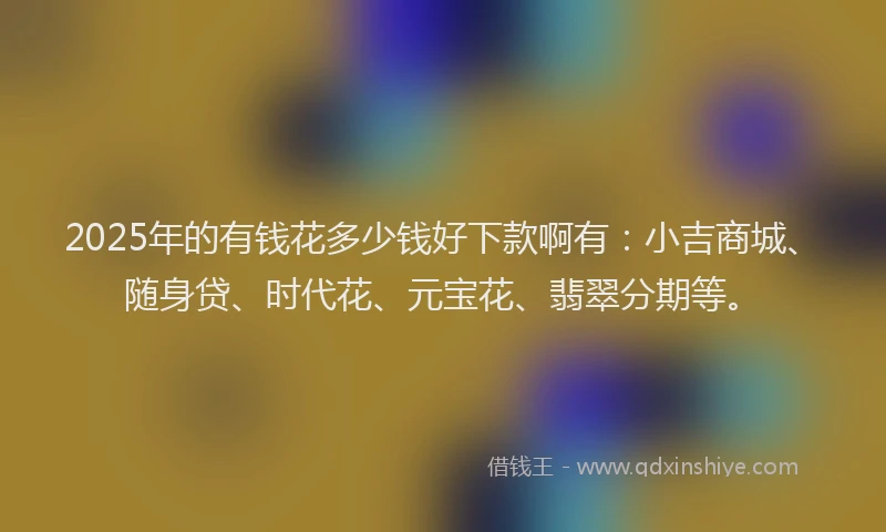 2025年的有钱花多少钱好下款啊有：小吉商城、随身贷、时代花、元宝花、翡翠分期等。