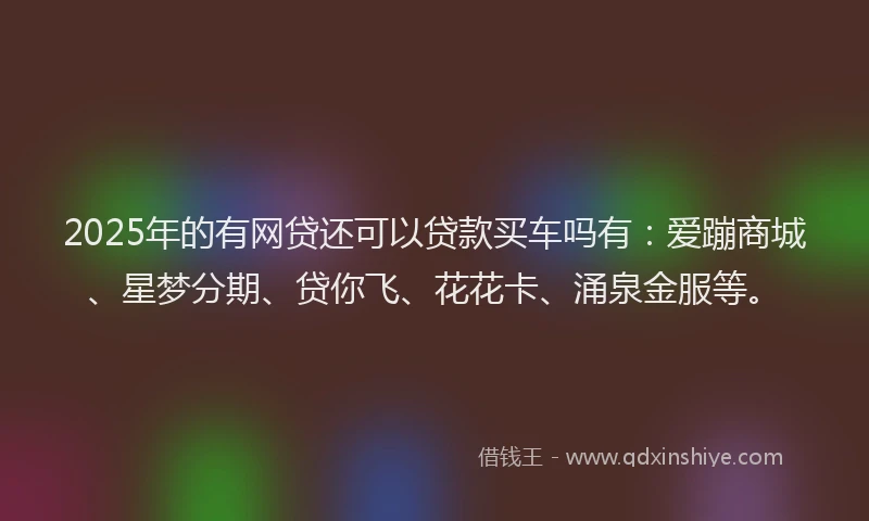 2025年的有网贷还可以贷款买车吗有：爱蹦商城、星梦分期、贷你飞、花花卡、涌泉金服等。