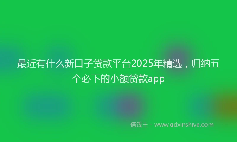 最近有什么新口子贷款平台2025年精选，归纳五个必下的小额贷款app