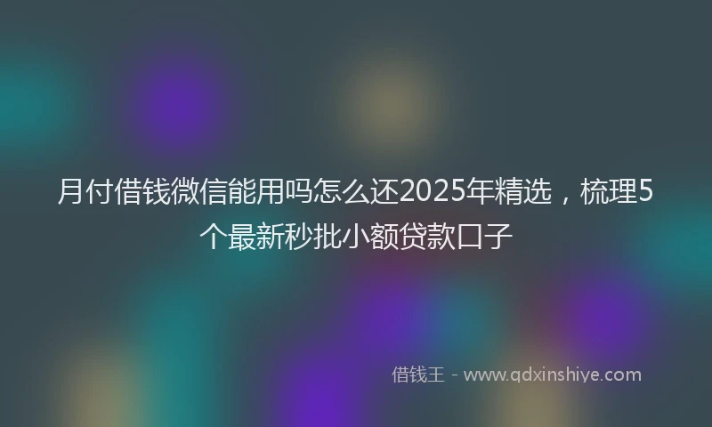 月付借钱微信能用吗怎么还2025年精选，梳理5个最新秒批小额贷款口子