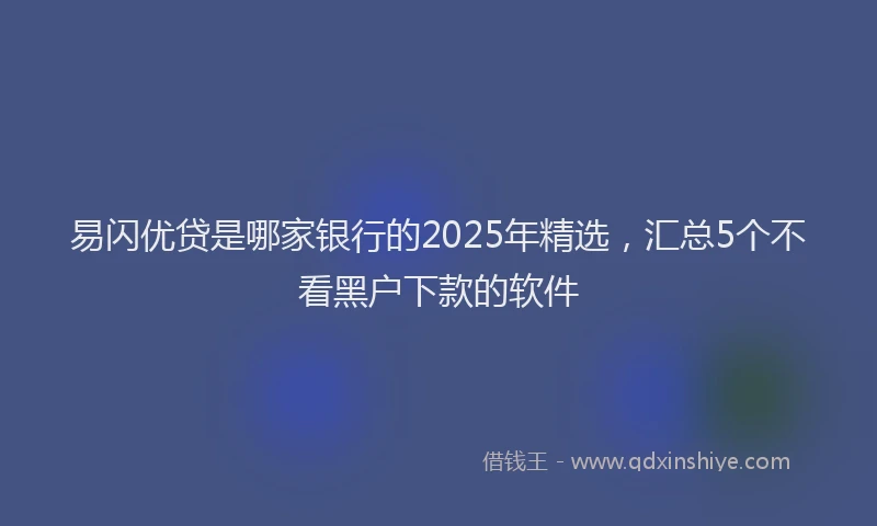 易闪优贷是哪家银行的2025年精选，汇总5个不看黑户下款的软件