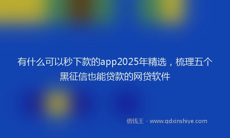 有什么可以秒下款的app2025年精选，梳理五个黑征信也能贷款的网贷软件