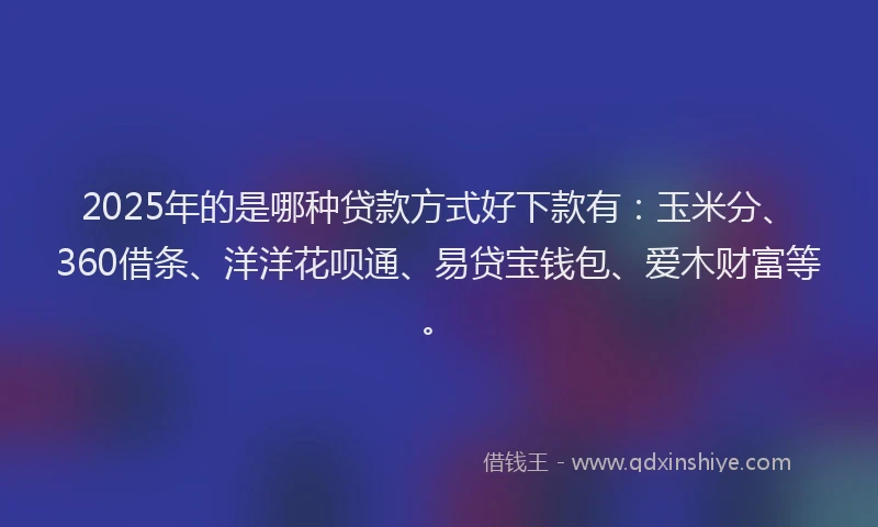 2025年的是哪种贷款方式好下款有：玉米分、360借条、洋洋花呗通、易贷宝钱包、爱木财富等。