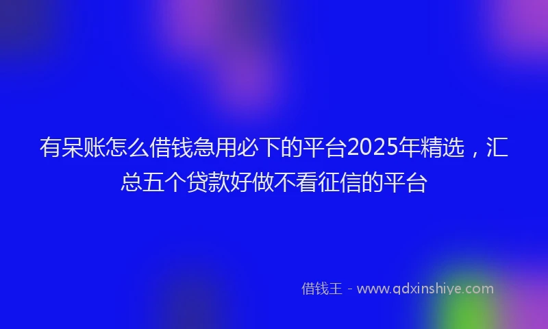 有呆账怎么借钱急用必下的平台2025年精选，汇总五个贷款好做不看征信的平台
