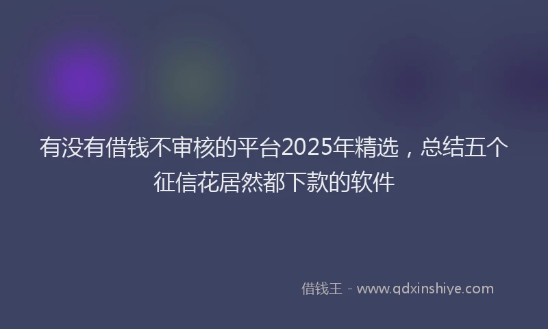 有没有借钱不审核的平台2025年精选，总结五个征信花居然都下款的软件