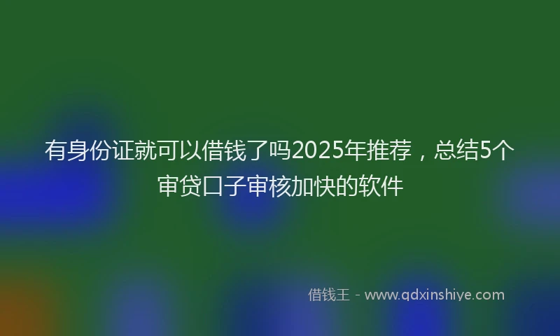 有身份证就可以借钱了吗2025年推荐，总结5个审贷口子审核加快的软件