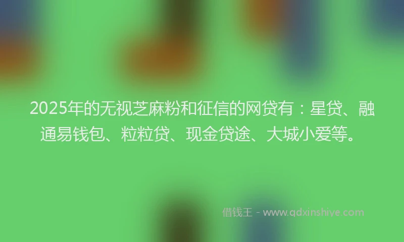 2025年的无视芝麻粉和征信的网贷有：星贷、融通易钱包、粒粒贷、现金贷途、大城小爱等。