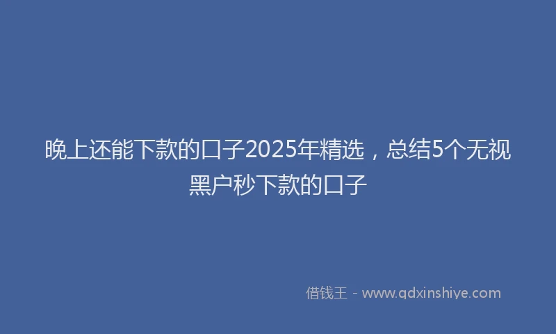 晚上还能下款的口子2025年精选，总结5个无视黑户秒下款的口子
