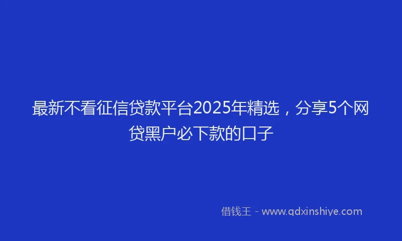 最新不看征信贷款平台2025年精选，分享5个网贷黑户必下款的口子