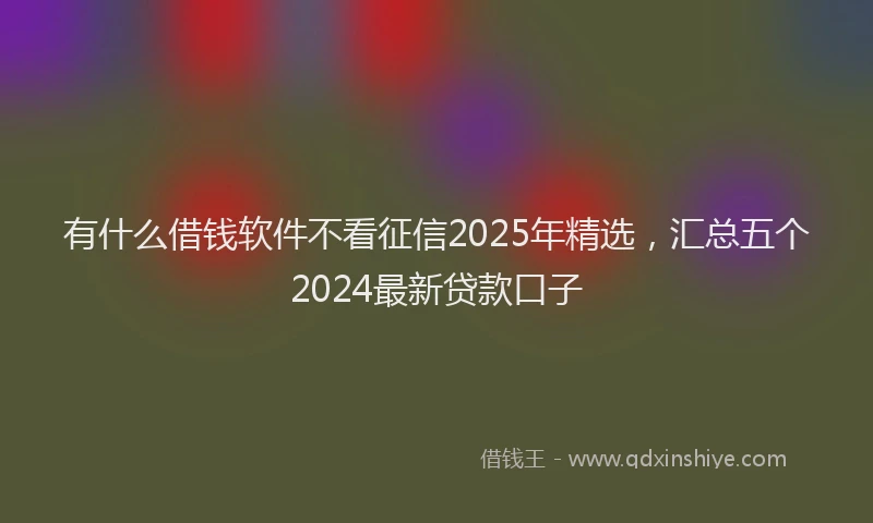 有什么借钱软件不看征信2025年精选，汇总五个2024最新贷款口子