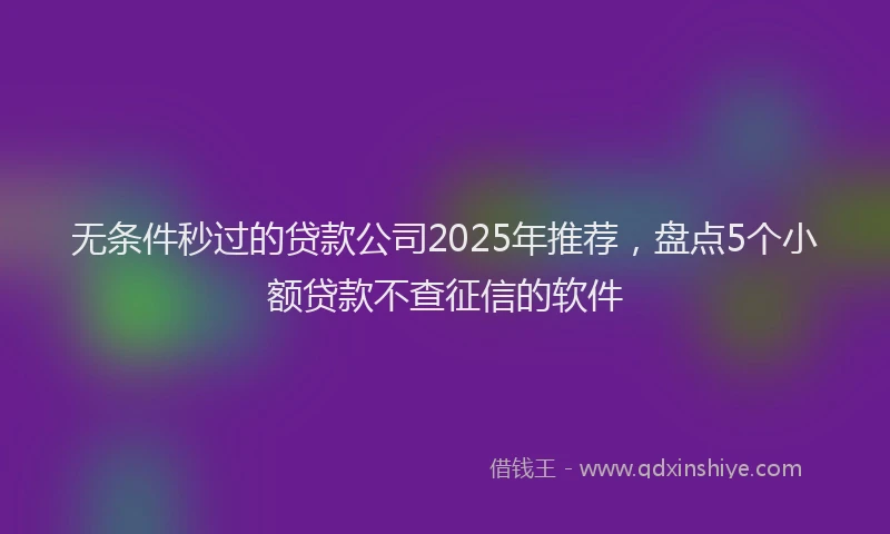 无条件秒过的贷款公司2025年推荐，盘点5个小额贷款不查征信的软件