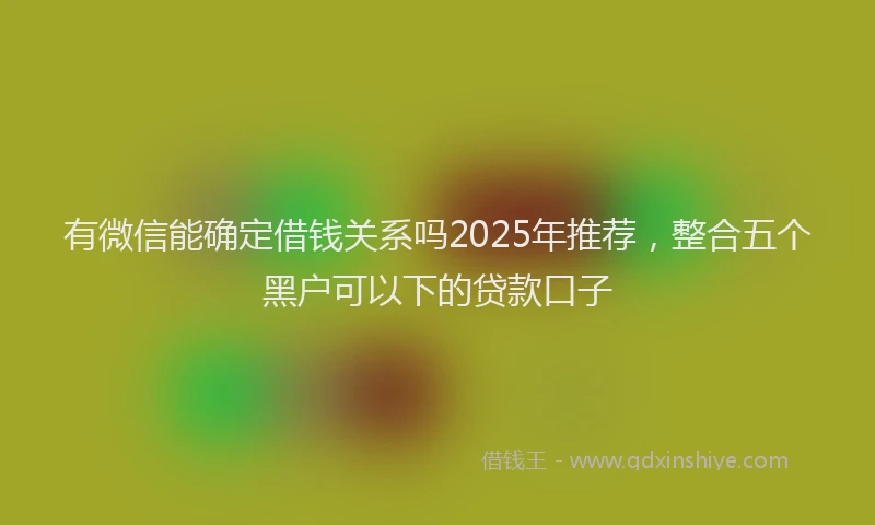 有微信能确定借钱关系吗2025年推荐，整合五个黑户可以下的贷款口子