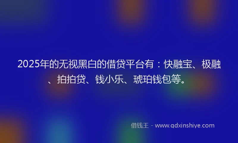 2025年的无视黑白的借贷平台有：快融宝、极融、拍拍贷、钱小乐、琥珀钱包等。