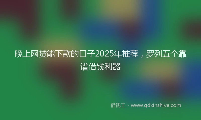 晚上网贷能下款的口子2025年推荐，罗列五个靠谱借钱利器