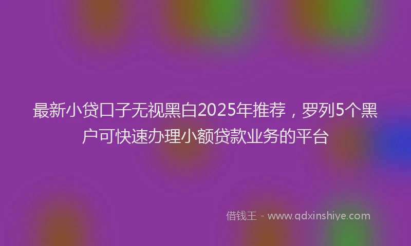 最新小贷口子无视黑白2025年推荐，罗列5个黑户可快速办理小额贷款业务的平台
