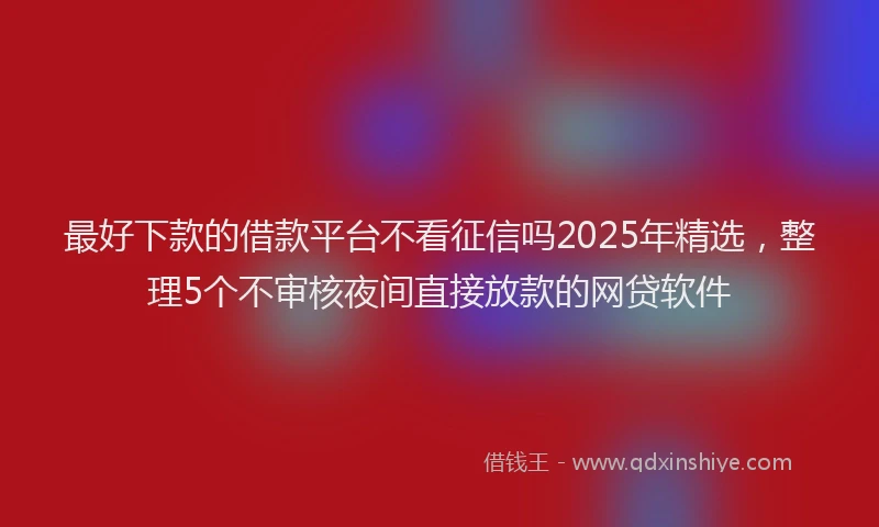 最好下款的借款平台不看征信吗2025年精选，整理5个不审核夜间直接放款的网贷软件