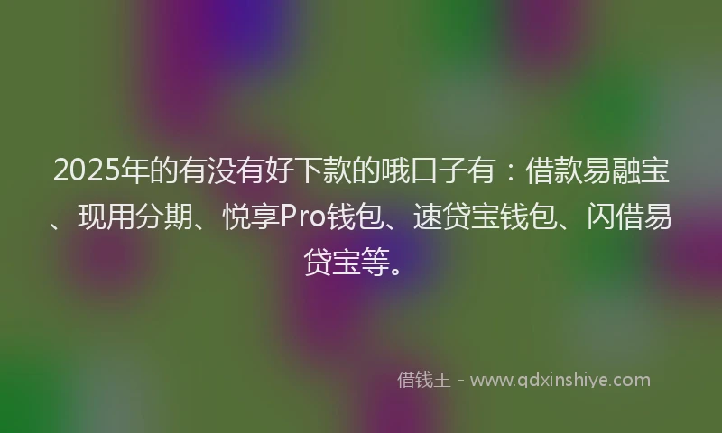 2025年的有没有好下款的哦口子有：借款易融宝、现用分期、悦享Pro钱包、速贷宝钱包、闪借易贷宝等。