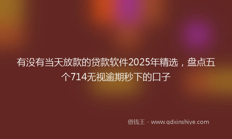有没有当天放款的贷款软件2025年精选，盘点五个714无视逾期秒下的口子