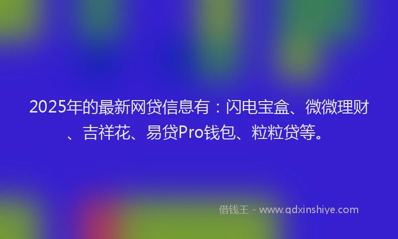 2025年的最新网贷信息有：闪电宝盒、微微理财、吉祥花、易贷Pro钱包、粒粒贷等。