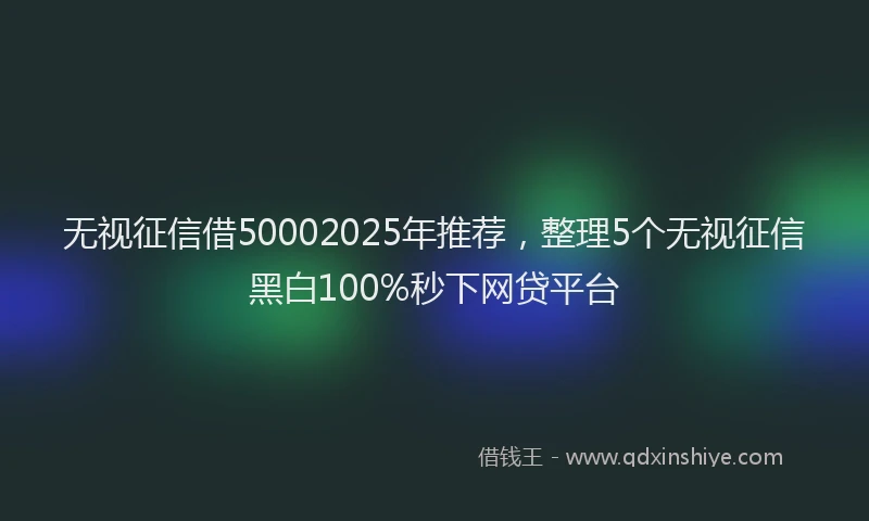 无视征信借50002025年推荐，整理5个无视征信黑白100%秒下网贷平台