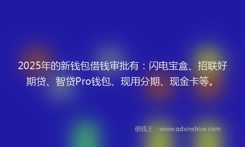 2025年的新钱包借钱审批有：闪电宝盒、招联好期贷、智贷Pro钱包、现用分期、现金卡等。
