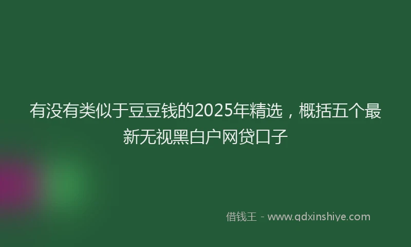 有没有类似于豆豆钱的2025年精选，概括五个最新无视黑白户网贷口子