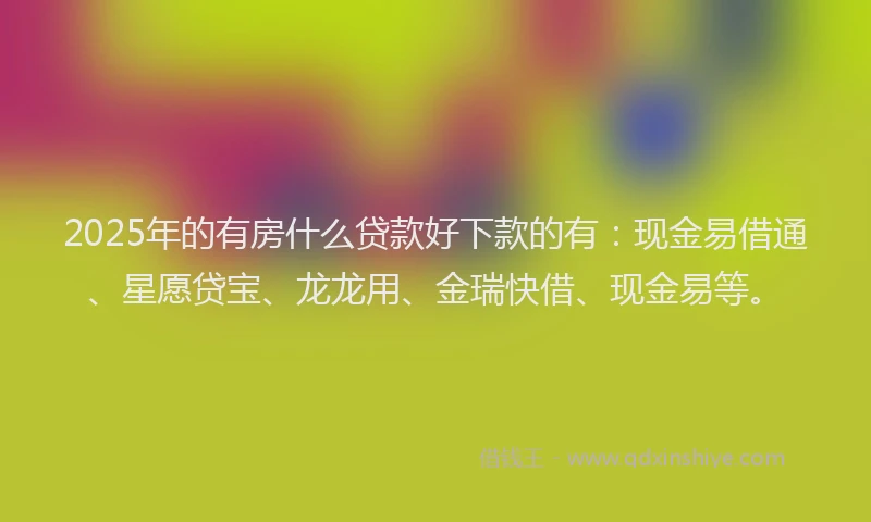 2025年的有房什么贷款好下款的有：现金易借通、星愿贷宝、龙龙用、金瑞快借、现金易等。