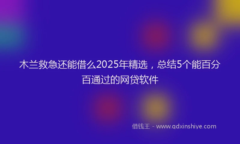 木兰救急还能借么2025年精选，总结5个能百分百通过的网贷软件