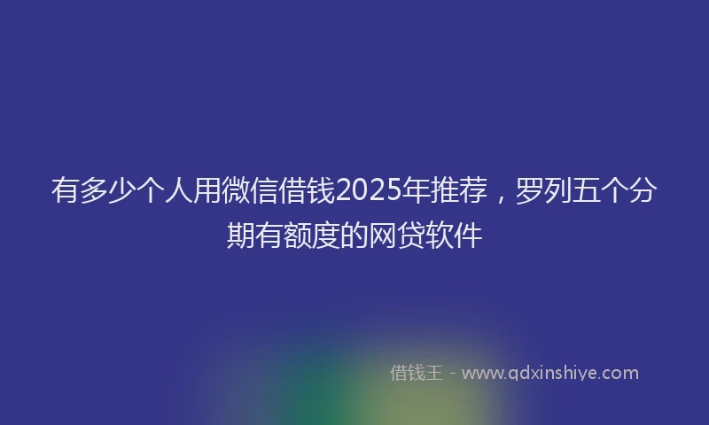 有多少个人用微信借钱2025年推荐，罗列五个分期有额度的网贷软件