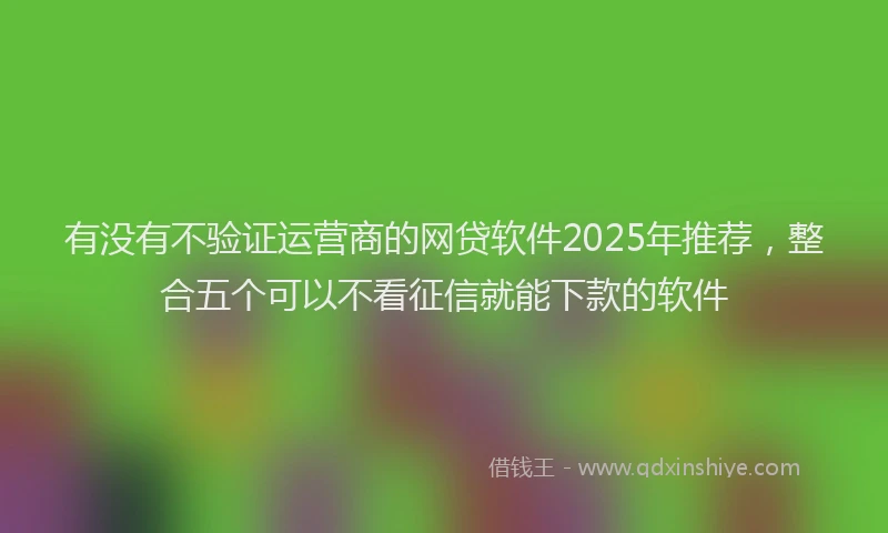有没有不验证运营商的网贷软件2025年推荐，整合五个可以不看征信就能下款的软件