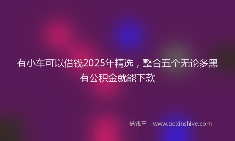 有小车可以借钱2025年精选，整合五个无论多黑有公积金就能下款