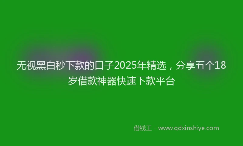 无视黑白秒下款的口子2025年精选，分享五个18岁借款神器快速下款平台