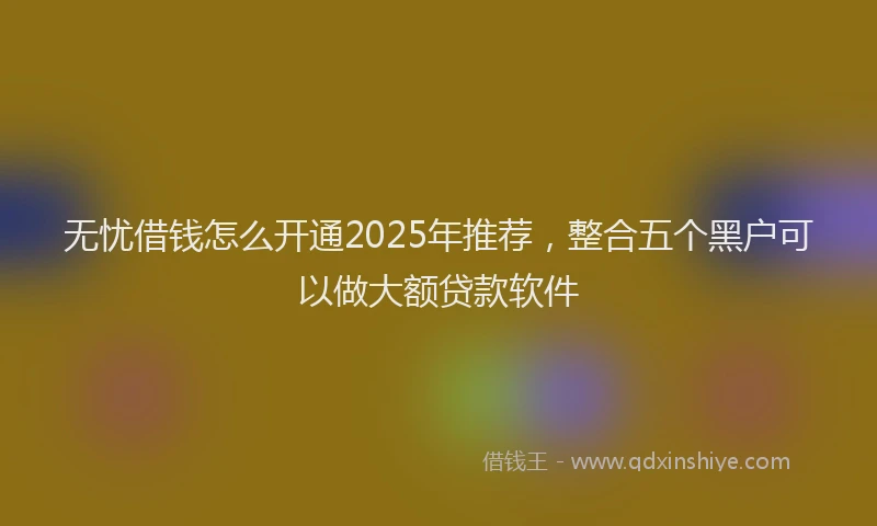 无忧借钱怎么开通2025年推荐，整合五个黑户可以做大额贷款软件