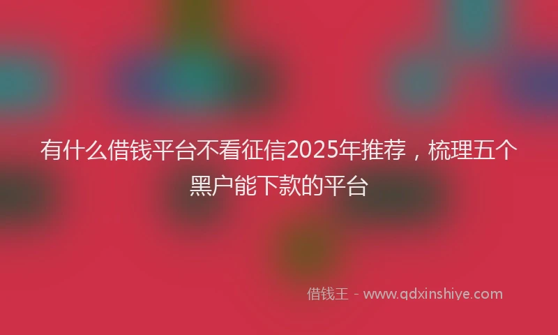 有什么借钱平台不看征信2025年推荐，梳理五个黑户能下款的平台